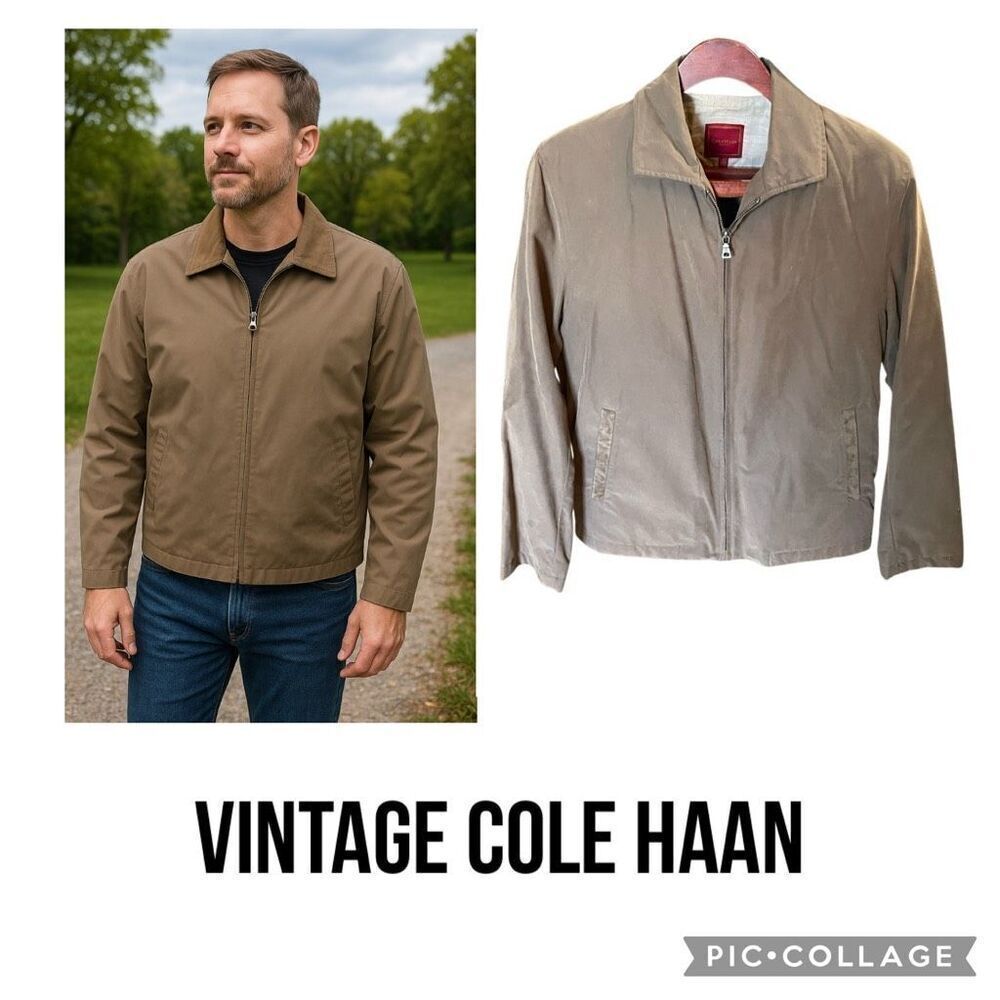 Vintage Cole Haan Country Lightweight Jacket Suede Trim 1990s Size Small